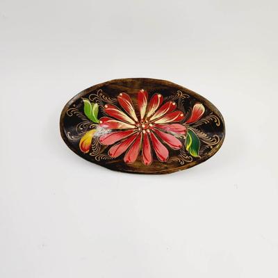 VINTAGE HAND CARVED & PAINTED WOODEN BOWL