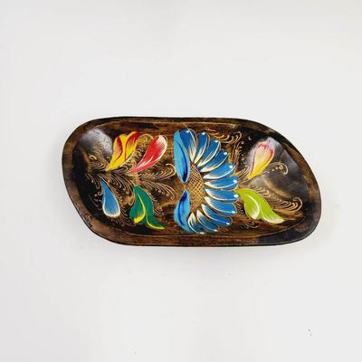 VINTAGE HAND CARVED & PAINTED WOODEN BOWL #2