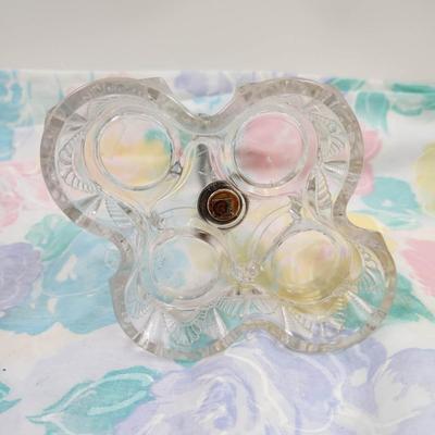 VINTAGE GLASS SALT/ PEPPER & VINEGAR CARRIER