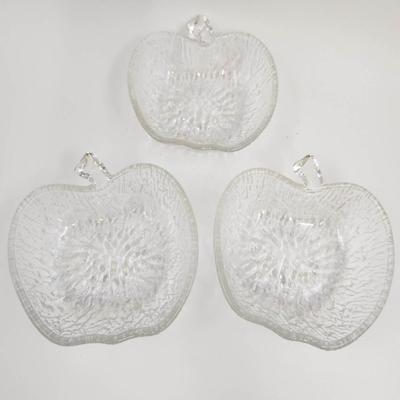 DECORATIVE 3 SET OF APPLE GLASS DISHES