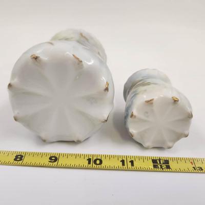 VINTAGE HANDPAINTED GOLD TRIMMED CHINA VASE SET