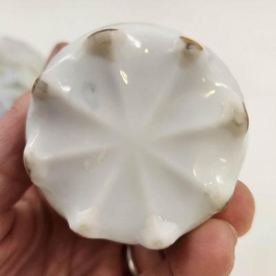 VINTAGE HANDPAINTED GOLD TRIMMED CHINA VASE SET