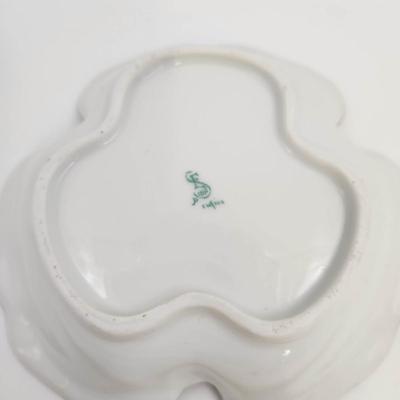 VINTAGE CHINA HAND PAINTED RUFFLE BOWL