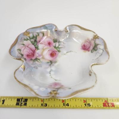 VINTAGE CHINA HAND PAINTED RUFFLE BOWL