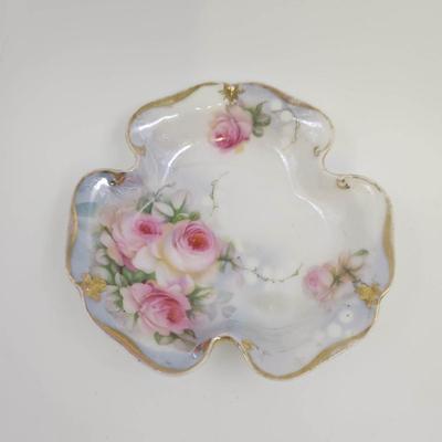 VINTAGE CHINA HAND PAINTED RUFFLE BOWL