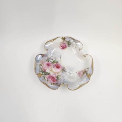 VINTAGE CHINA HAND PAINTED RUFFLE BOWL