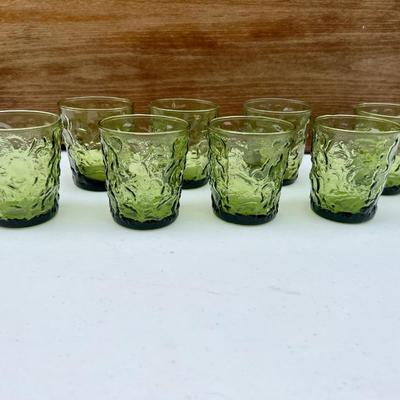 Green Vintage Anchor Hocking Glass Ball Pitcher & Glasses