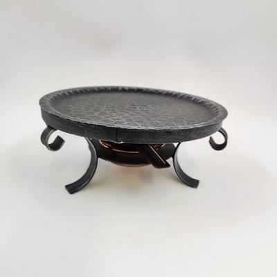 VINTAGE COPPER RUSTIC IRON CHAFING  WARMING TRAY W/ STAND BURNER-SWITZERLAND