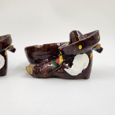 VINTAGE SOMBRERO SIESTA MEXICAN ASHTRAY COLLECTIBLE PAIR