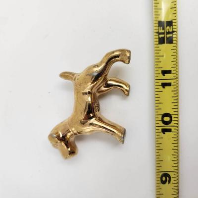VINTAGE GOLD TONE CERAMIC DOG FIGURINE-MADE IN JAPAN