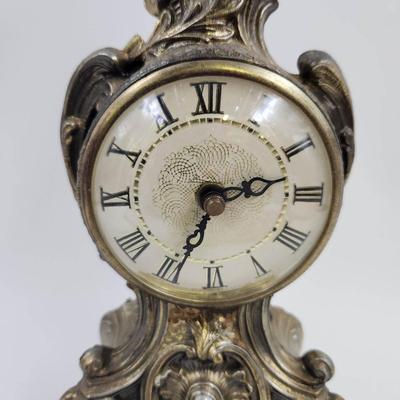 VINTAGE GILDED METAL CLOCK BY IMPERIAL - NON WORKING - DECOR ONLY