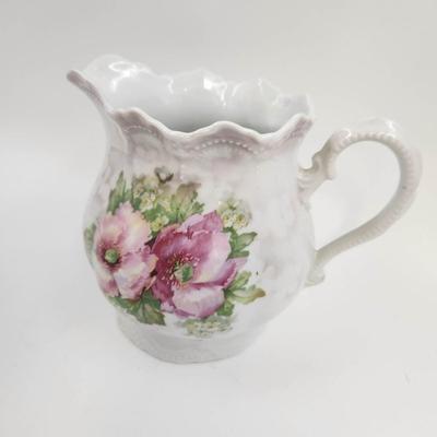 VINTAGE LEUCHTENBURG GERMANY FLOWERED PITCHER