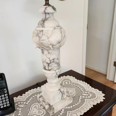 Pair Beautiful Heavy Marble Table Lamps