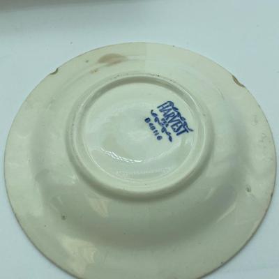 Vtg. Harvest red fruit basket & embossed edge plate