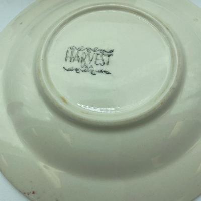 Vtg. Harvest red fruit basket & embossed edge plate