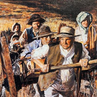 "Some must push, some must pull". Giclee canvas print