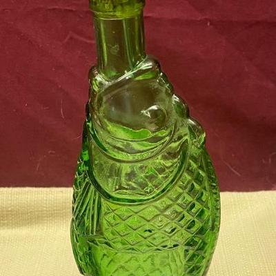 Vintage Green Glass Fish Bottle Decanter
