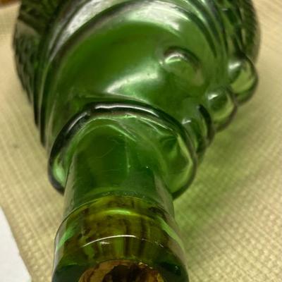 Vintage Green Glass Fish Bottle Decanter
