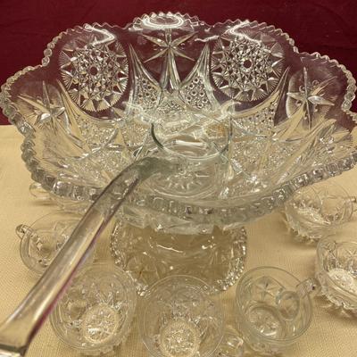 Vintage Pedestal Punch Bowl and Cups