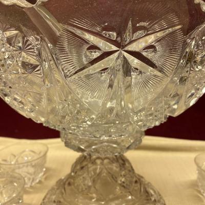 Vintage Pedestal Punch Bowl and Cups