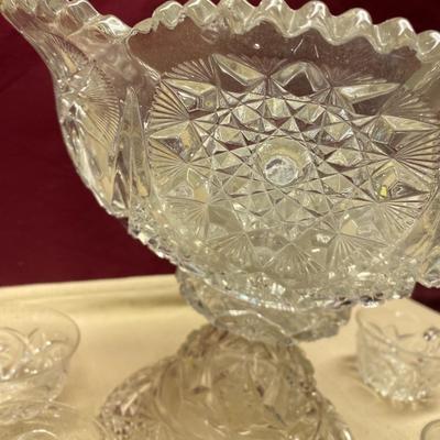 Vintage Pedestal Punch Bowl and Cups