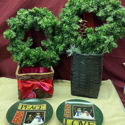 2 Wreaths, Baskets and Plates