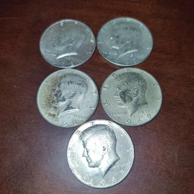 SILVER JFK HALF DOLLERS (SET OF FIVE)