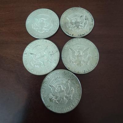 SILVER JFK HALF DOLLERS (SET OF FIVE)