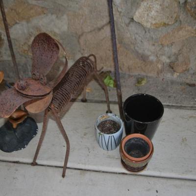 LOT 598 COLLECTION OF YARD DECOR AND POTS