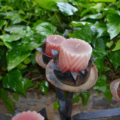 LOT 601. 41" TALL WROUGHT IRON CANDLE HOLDER