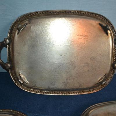 LOT 608. SIVLER PLATE PLATERS
