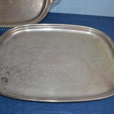 LOT 608. SIVLER PLATE PLATERS