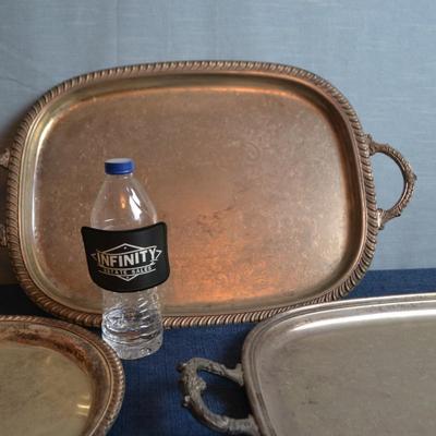 LOT 608. SIVLER PLATE PLATERS
