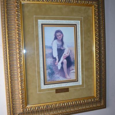 LOT 647  FRAMED PRINT "BEFORE THE BATH" BY WILLIAM A. BOUGUEREAU