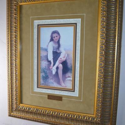LOT 647  FRAMED PRINT "BEFORE THE BATH" BY WILLIAM A. BOUGUEREAU
