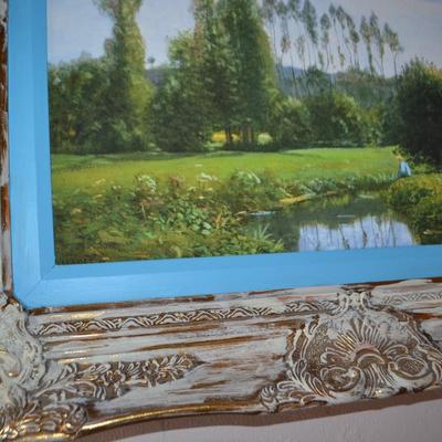 LOT 650 "VIEW AT ROUELLES LE HARVE" BY CLAUDE MONET FRAMED PRINT ON CANVAS