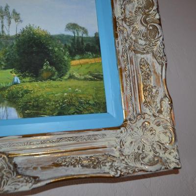 LOT 650 "VIEW AT ROUELLES LE HARVE" BY CLAUDE MONET FRAMED PRINT ON CANVAS