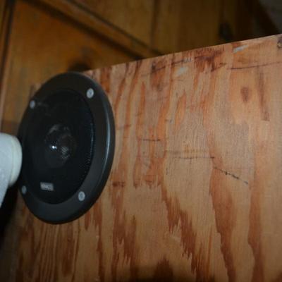 LOT 656. HOMEMADE SELF CONTAINED STEREO BOX WITH DRAWERS AND STEREO GEAR/SPEAKERS