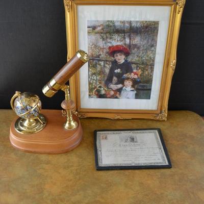 LOT 663 KALEIDOSCOPE MUSIC BOX  WITH MOVING GLOBE, DECOR ART