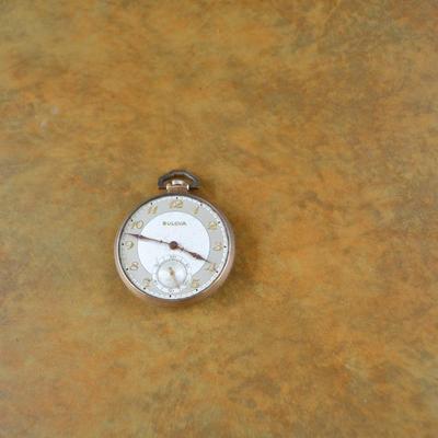 LOT 664. BULOVA POCKET WATCH NO CRYSTAL AND NOT RUNNING