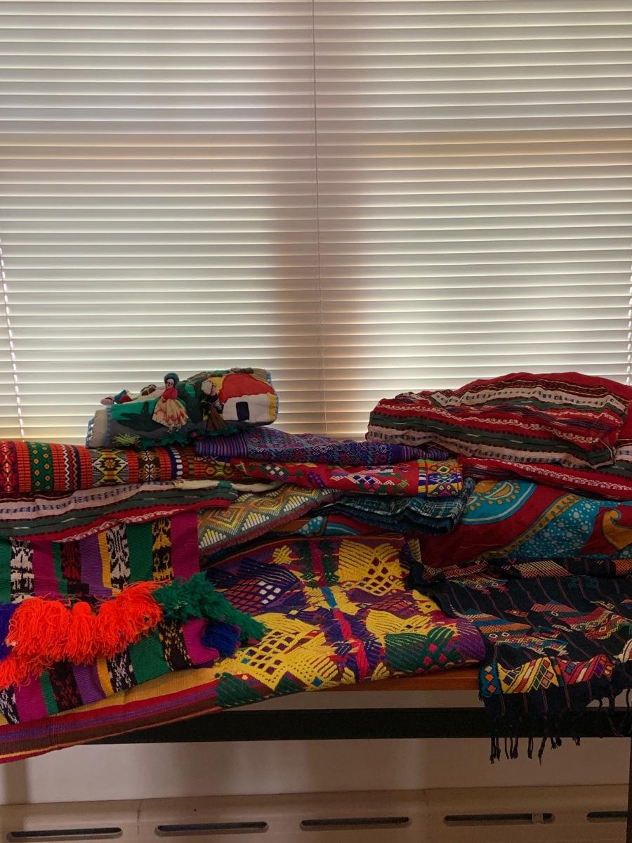 LOT135G Colorful Wall Hanging Blankets and Assorted Fabrics From