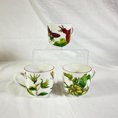 1298 Set of 3 Mottahedeh Chelsea Botanical Cups