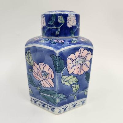 VINTAGE ORIENTAL FLORAL GINGER JAR W/ LID