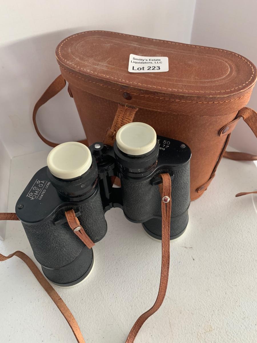 Vintage Omega Binoculars In Leather Case LOT 223