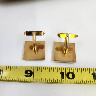 VINTAGE 2 TONE PEARL & GOLD TONED CUFF LINKS