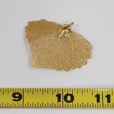 GOLD PLATED DIPPED REAL LEAF PENDANT