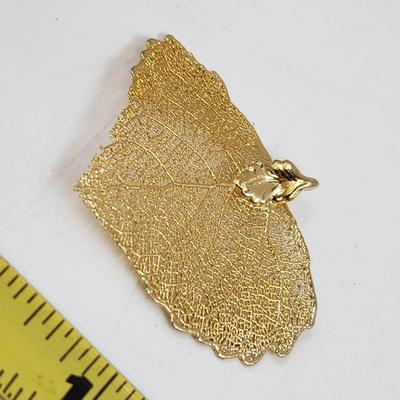 GOLD PLATED DIPPED REAL LEAF PENDANT