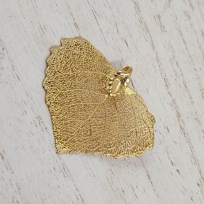 GOLD PLATED DIPPED REAL LEAF PENDANT