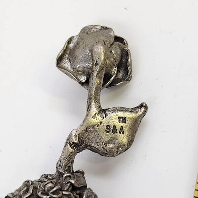 S & A PEWTER WATERING CAN & ROSE THIMBLE