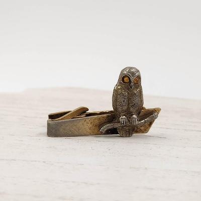 VINTAGE GOLD TONED OWL TIE CLIP